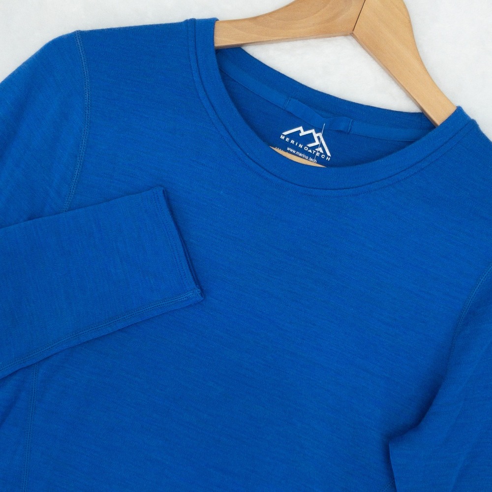 Merino.tech Base Layer Top Womens Small Blue Long Sleeve Merino 250 Midweight